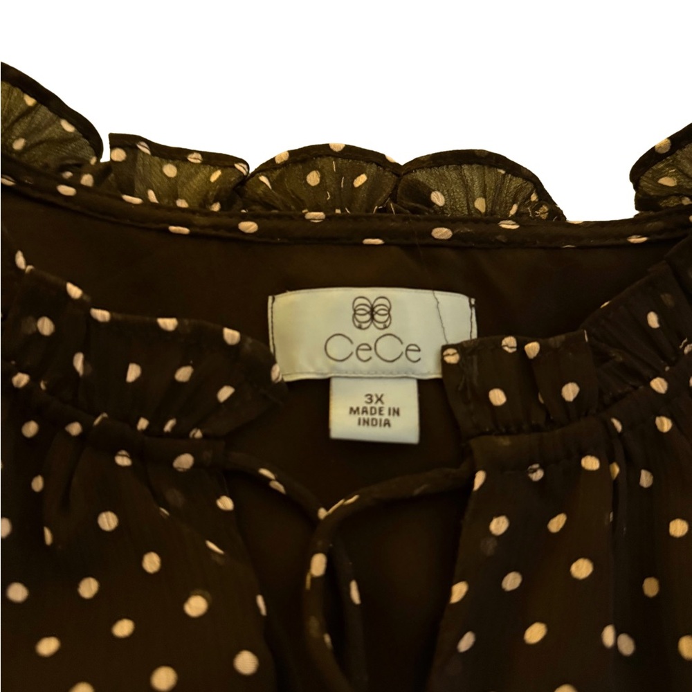 CeCe Black and White Polka Dot Blouse - Picture 2 of 2
